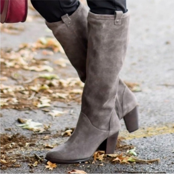 UGG Never Worn Ava Gray Nightfall Heeled Tall Riding Suede Boots Size 9.5 - Picture 2 of 8